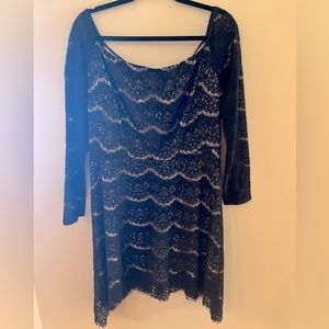Like new. Lace Long Sleeve Lined Black Dress. XL.